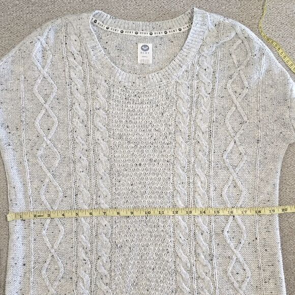 Roxy Light Gray Speckled Oversized Crew Neck Sweater - Size Small - Picture 6 of 12